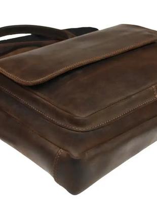 Женская кожаная сумка для документов а4 большая из натуральной кожи на плечо с ручками коричневая4 фото
