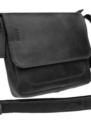 Женская маленькая кожаная сумка клатч кросс-боди через плечо из натуральной кожи черная2 фото