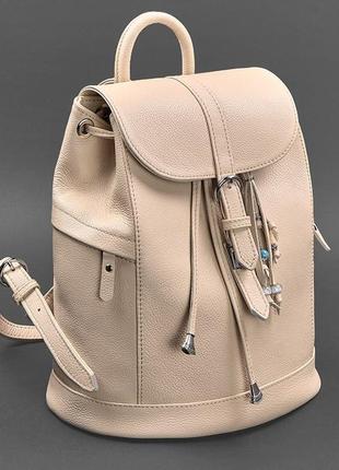 Женский кожаный рюкзак практичный городской женский рюкзак из натуральной кожи светло-бежевый1 фото