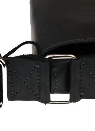 Женская кожаная сумка для документов а4 большая из натуральной кожи на плечо с клапаном черная5 фото