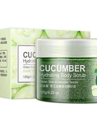 Скраб для тіла bioaqua cucumber hydrating body scrub з екстрактом зеленого огірка та волоського горіха, 120 г