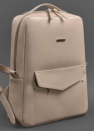 Жіночий шкіряний рюкзак практичної міський жіночий рюкзак з натуральної шкіри світло-біжевий