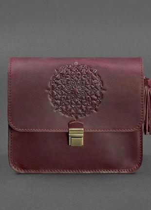 Жіноча шкіряна сумка через плече бохо сумка меседжер крос-боді з натуральної шкіри бордова