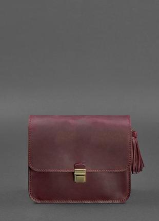 Женская кожаная сумка через плечо бохо сумка мессенджер кросс-боди из натуральной кожи бордовая3 фото