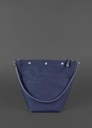 Женская кожаная плетеная сумка через плечо кросс-боди из натуральной кожи размер м синяя4 фото