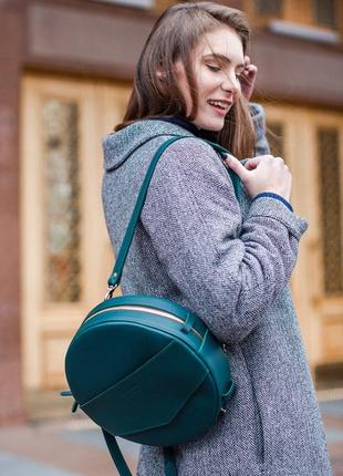 Жіночий шкіряний рюкзак-сумка практичний міський жіночий рюкзак з натуральної шкіри зелений7 фото