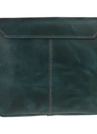 Женская маленькая кожаная сумка клатч кросс-боди через плечо из натуральной кожи зеленая3 фото