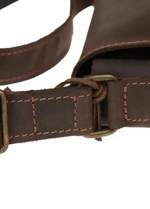 Женская маленькая кожаная сумка клатч кросс-боди через плечо из натуральной кожи коричневая5 фото