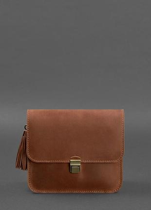 Жіноча шкіряна сумка через плече бохо сумка меседжер крос-боді з натуральної шкіри світло-коричнева2 фото