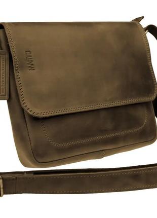 Женская маленькая кожаная сумка клатч кросс-боди через плечо из натуральной кожи оливковая2 фото