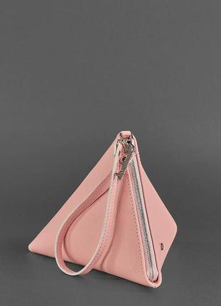 Женская маленькая кожаная сумка косметичка через плечо или на руку из натуральной кожи розовая3 фото