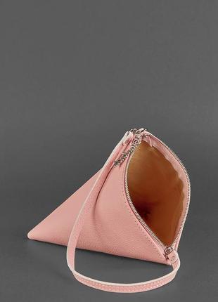 Женская маленькая кожаная сумка косметичка через плечо или на руку из натуральной кожи розовая5 фото