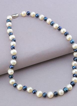 Намисто кольорові перли  а+ природні, застібка срібло 925, довжина 43 см.