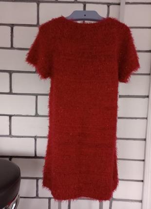 Теплое красное платье туника, травка с пайетками;miss e-vie2 фото