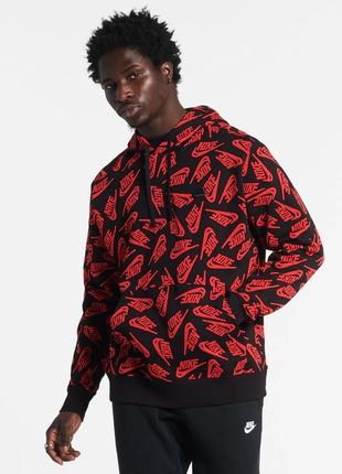 Реглан худи nike club fleece allover print hoodie dd4847-657 оригинал