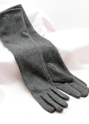 Длинные перчатки женские ronaerdo серые, красивые женские перчатки теплые топ2 фото