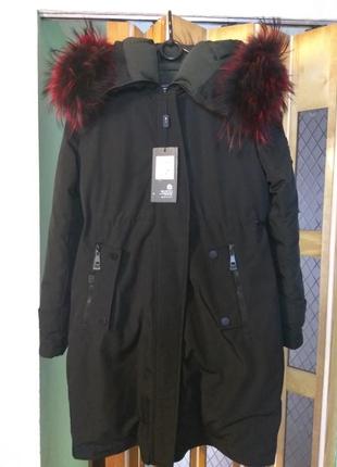 Тепла куртка парку пуховик з натуральним хутром4 фото