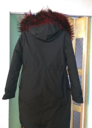 Тепла куртка парку пуховик з натуральним хутром5 фото