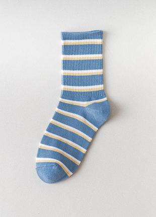 Шкарпетки високі блакитні полосаті