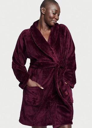 Халат victoria’s secret оригінал новий теплий бордовий короткий халатик