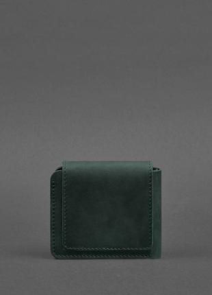 Женский кожаный маленький кошелек портмоне с монетницей из натуральной кожи зеленый3 фото