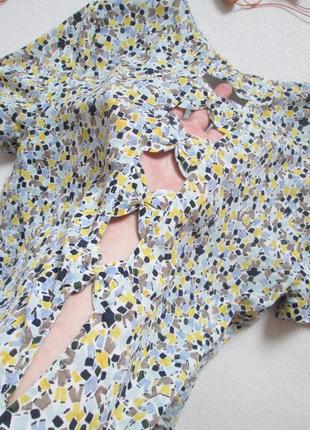 Шикарная блузка с бантиками на спинке принт абстракция zara оригинал 🍒🌺🍒5 фото