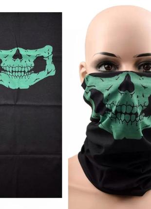 Бафф маска челюсть (череп, зубы) зеленая, унисекс wuke one size