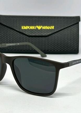 Окуляри в стилі emporio armani pack чоловічі сонцезахисні окуляри чорні в коричневій матовой оправі поляризовані