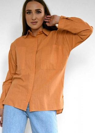 Бавовняна сорочка арт. 6975, оранжевый5 фото