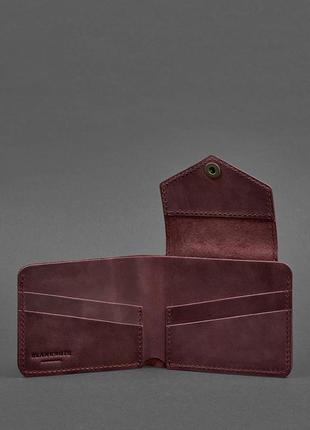 Женский кожаный маленький кошелек портмоне с монетницей из натуральной кожи бордовый4 фото