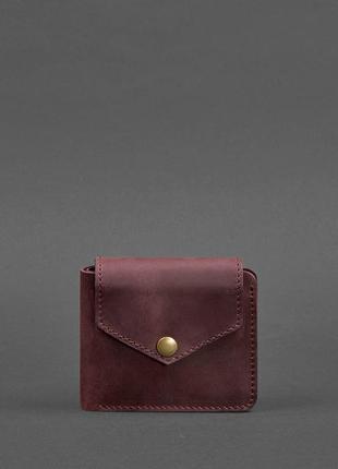 Женский кожаный маленький кошелек портмоне с монетницей из натуральной кожи бордовый2 фото