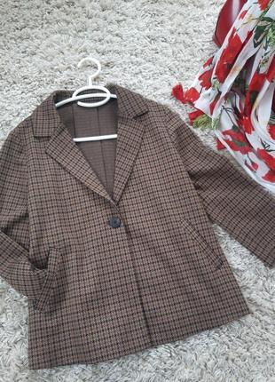 Стильный трикотажный безподкладочный пиджак/жакет в гусинную лапку, someday,  p. 34-363 фото