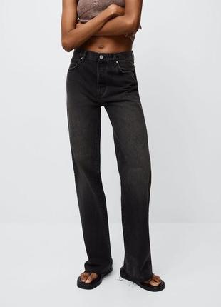 Джинси wideleg, широкі джинси кльош темно-сірі 40 розмір