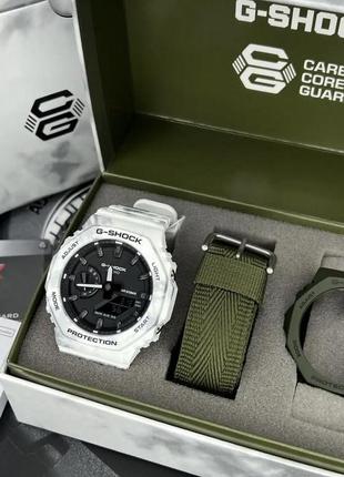 Casio g-shock gae-2100gc-7aer чоловічий наручний годинник оригінал камуфляж білий хакі 2 в 1