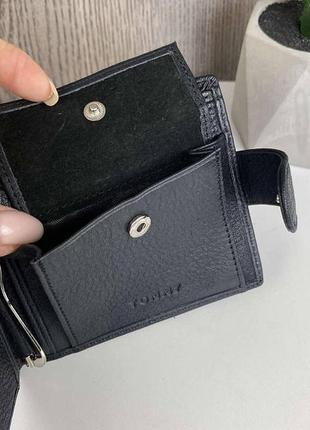 Стильный кожаный кошелек портмоне, мужской портмоне на кнопке черный2 фото