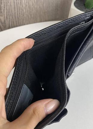 Стильный кожаный кошелек портмоне, мужской портмоне на кнопке черный4 фото
