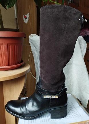 Ботфорты кожа и замш 41