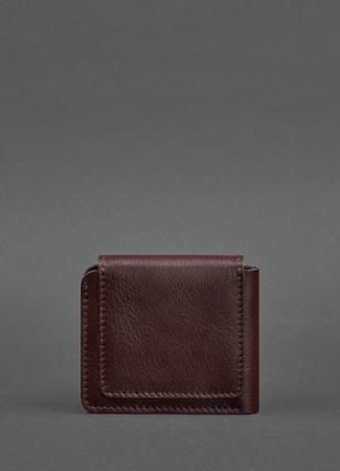 Жіночий шкіряний маленький гаманець портмоне з монетницею з натуральної шкіри бордовий3 фото
