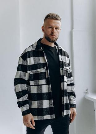 Сорочка вовняна ❄️ сорочка тепла в клітинку, оверсайз