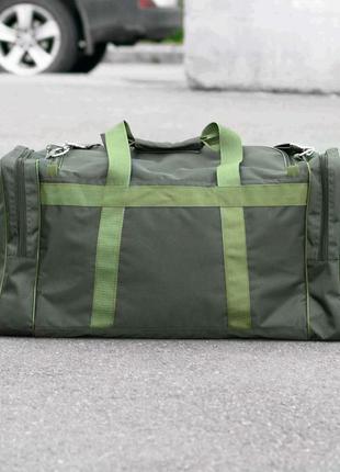 Большая дорожная спортивная сумка fat зеленая тканевая для поездок и тренировок в зале на 60 литров прочная6 фото