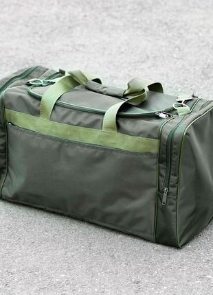 Большая дорожная спортивная сумка fat зеленая тканевая для поездок и тренировок в зале на 60 литров прочная7 фото
