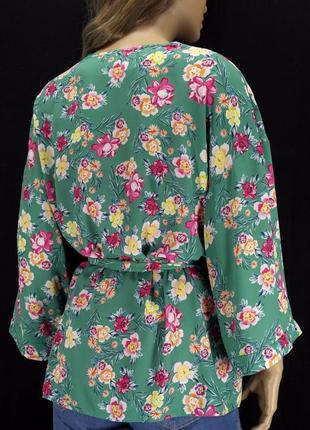 Большой выбор! mодная накидка, кимоно с поясом "primark" c цветочным принтом. размер м.3 фото