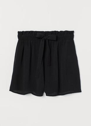 Шорты с завязками на резинке черный женский h&m