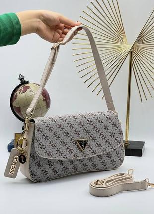 Жіноча сумка-клатч guess beige стильна маленька сумочка