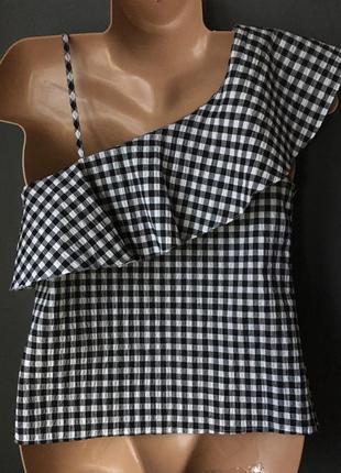 Блуза в клітку з рюшів2 фото