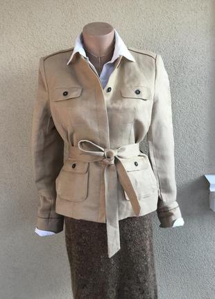 Жакет,пиджак под пояс,тренч,куртка,пальто,лен,детали кожа,laura clement,франция1 фото