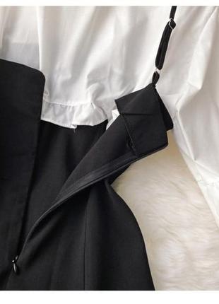 Комплект: черный сарафан на бретельках с рубашкой ❤️5 фото