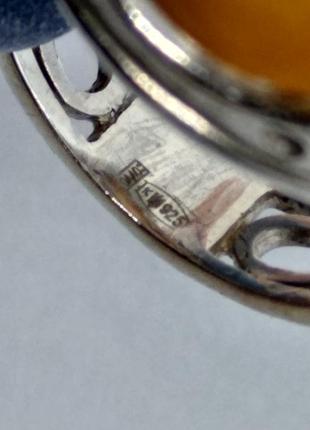 Серебряное кольцо с натуральным янтарем5 фото