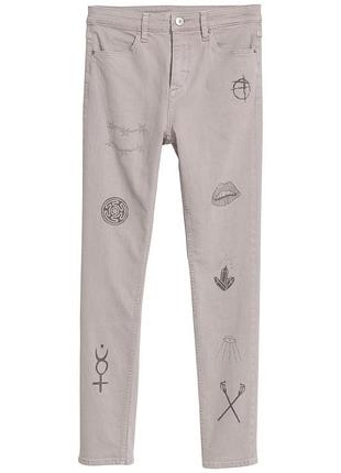 Завужені джинси жіночі сірий-бежевий 36/6 h&m 0252298005
