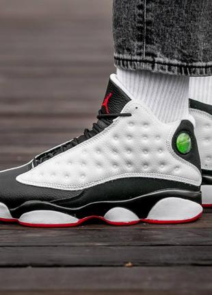 Мужские кроссовки nike air jordan 13 retro white black 41-42-43-44